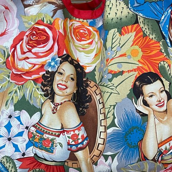 Handmade Cotton Floral Pin Up Print Fabric Handbag - Picture 3 of 6